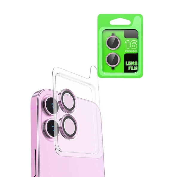 iPhone 16 Plus Raze Metal Kamera Lens - Pembe ürün görseli 1