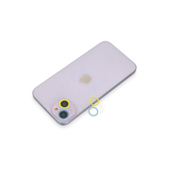 iPhone 13 Mini Renkli Kamera Lens Koruma Cam - Sarı-mavi ürün görseli 1
