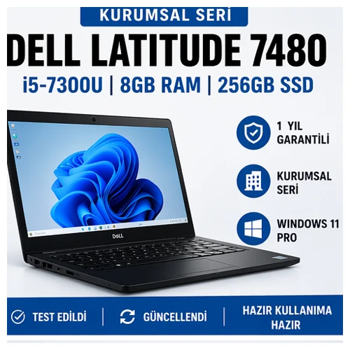 Yenilenmiş Dell Latitude 7480 i5-7300U 8GB 256GB SSD 14” FHD Laptop ürün görseli 1
