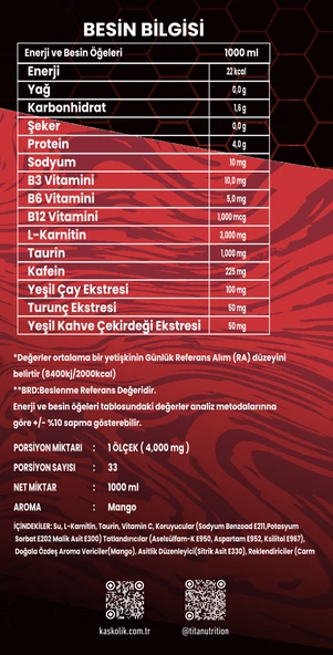 Titan Premium 3000 Thermo L-Carnitine 1000 mL Mango - Resim 2