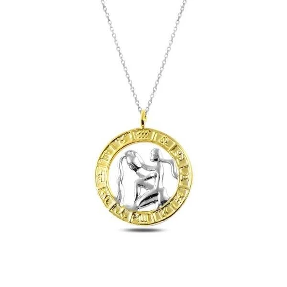 ​Gümüş Gold Kova Burcu Kolye ürün görseli 1