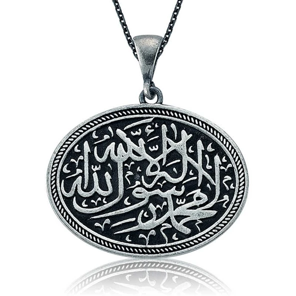 Gümüş Kelime-i Tevhid Bayan Kolye ürün görseli 1
