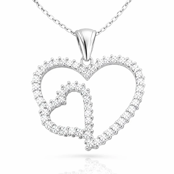 Gümüş Kalpli Bayan Kolye ürün görseli 1