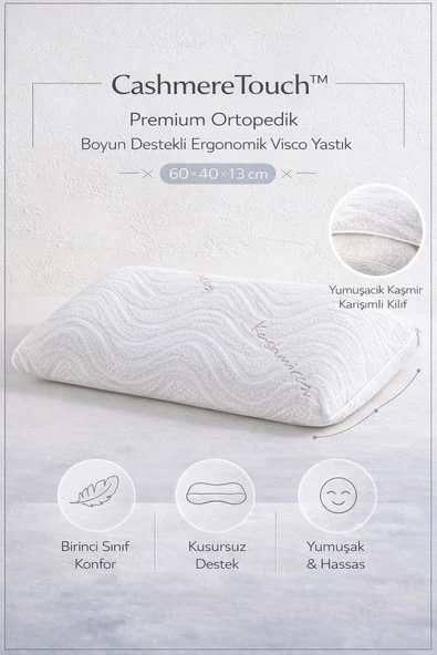 Cashmeretouch premium ortopedik boyun destekli ergonomik visco yastık ürün görseli 1