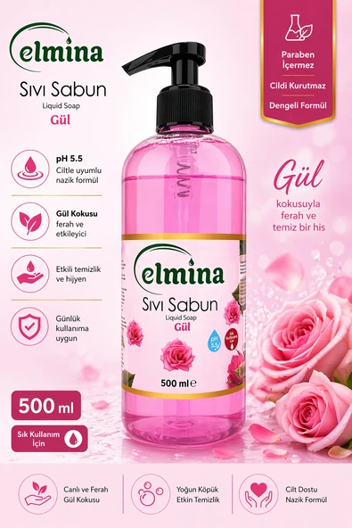 ELMINA SIVI SABUN 500ML GUL - Resim 2