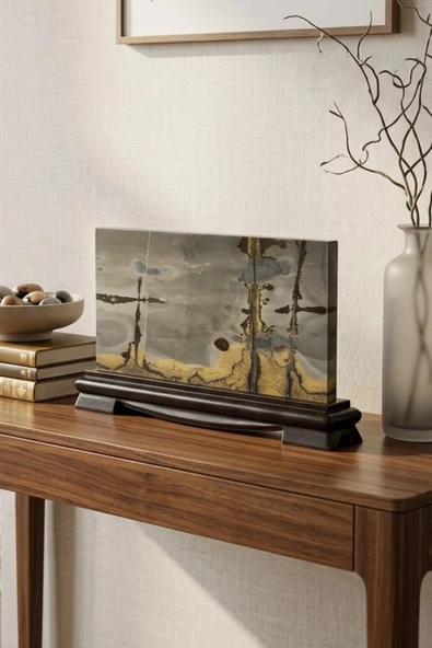 Süper Desenli Manzara Taşı Picture Jasper Dekoratif Parça 9DJ ürün görseli 1