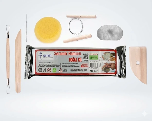 Seramik Başlangıç Seti 8 Parça ve 1 kg Beyaz Kil Hamuru ürün görseli 1
