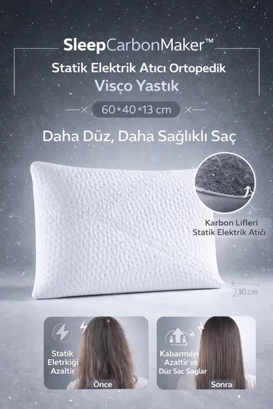 Sleepcarbonmaker statik elektrik atıcı ortopedik visco yastık  daha düz, daha sağlıklı saç ürün görseli 1