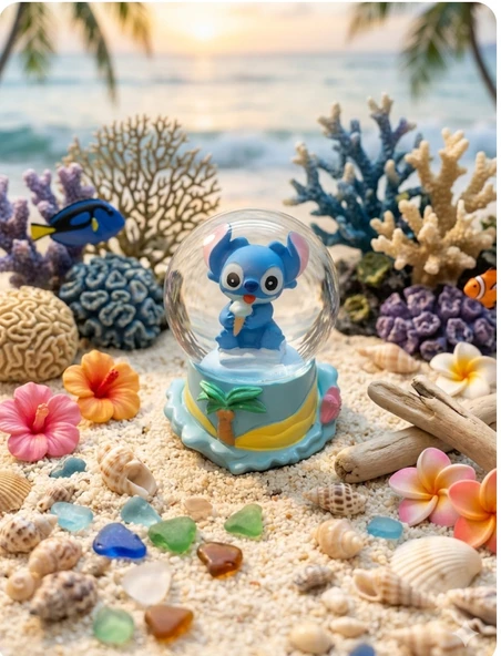 9cm-6cm  Işıklı Stitch Kar küre ürün görseli 1