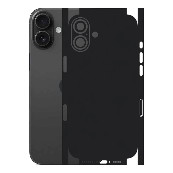 Iphone 16 Plus ile Uyumlu 360 Arka Kaplama   Mat Siyah ürün görseli 1