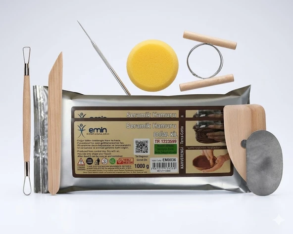 Seramik Başlangıç Seti 8 Parça ve 1 kg Kahverengi Kil Hamuru ürün görseli 1