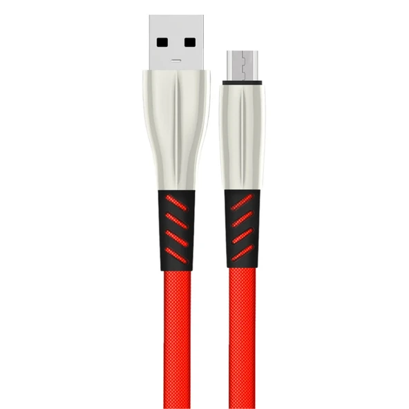S88 Metal Uçlu Micro Usb Kablo 1m 2.4a - Kırmızı ürün görseli 1