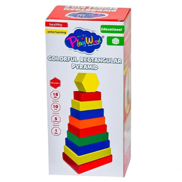 Ahşap Dikdörtgen Renkli Kule - Resim 2