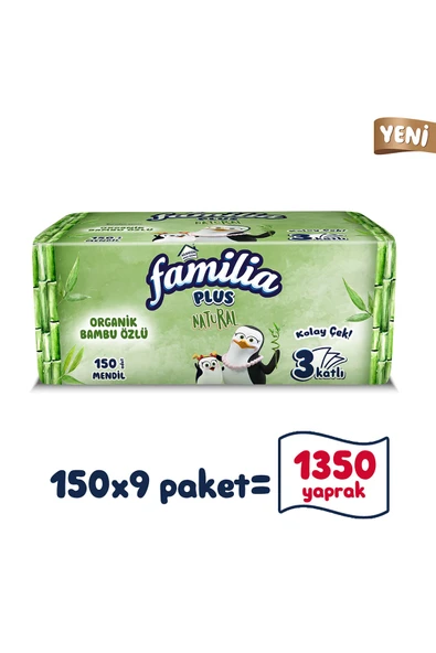 Familia Plus Natural Çek Al Mendil 150li (9 Paket x 150 Yaprak) ürün görseli 1