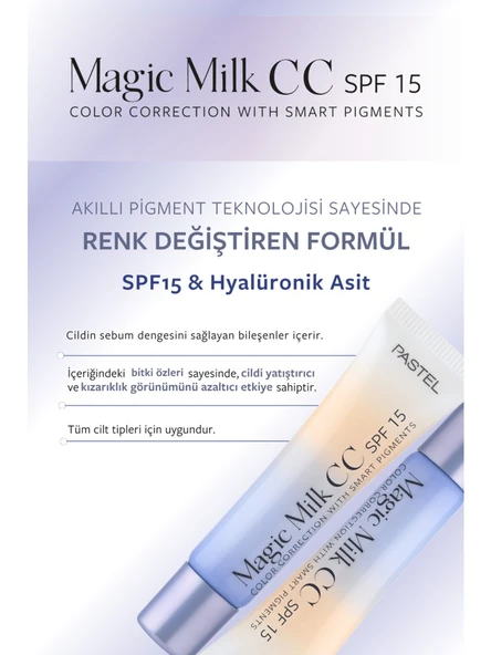PASTEL MAGIC MILK SPF15 CC WITH SMART PIGMENTS 51 - MEDIUM DEEP - Resim 2