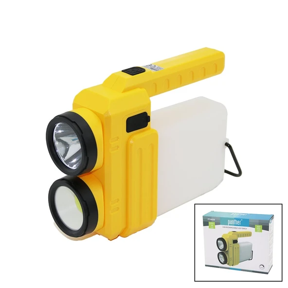 3İN 13W+COB LED+360°SMDEL FENERİ USB ŞARJ POWERBANK 1500LM IŞIK AYARI GÜN IŞIK - BEYAZ METAL ASKI+B42 PT-8439 (5517) ürün görseli 1