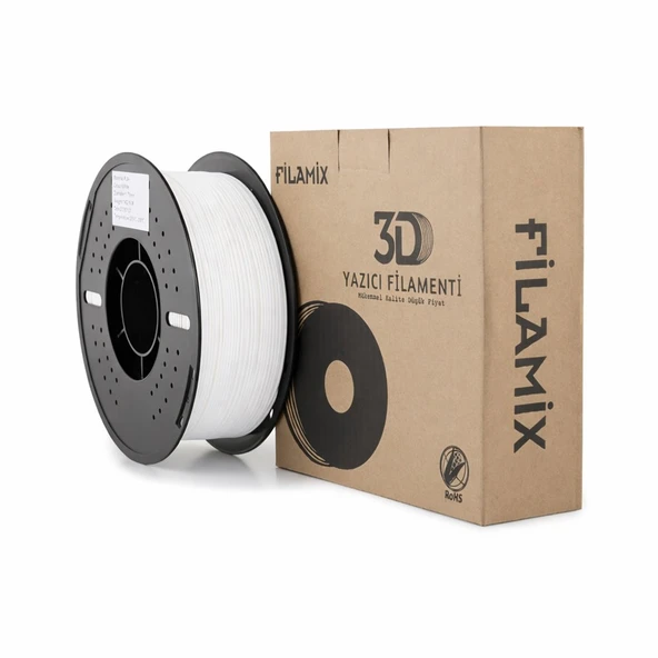 Filamix Pla+ Beyaz Filament 1.75mm 1kg - Plastik Makara Ams Uyumlu 50-300mm/S Yüksek Hızlı 3D Yazıcı ürün görseli 1