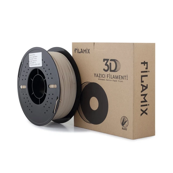 Filamix Pla+ Açık Kahverengi (Bej Ton) Filament 1.75mm 1kg - Plastik Makara Ams Uyumlu 3D ürün görseli 1
