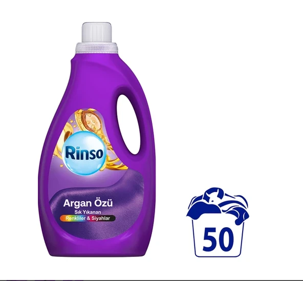 Rinso Sıvı Çamaşır Deterjanı Komple Bakım Serisi Argan Özü Renkliler ve Siyahlar Için 2.5 L ürün görseli 1