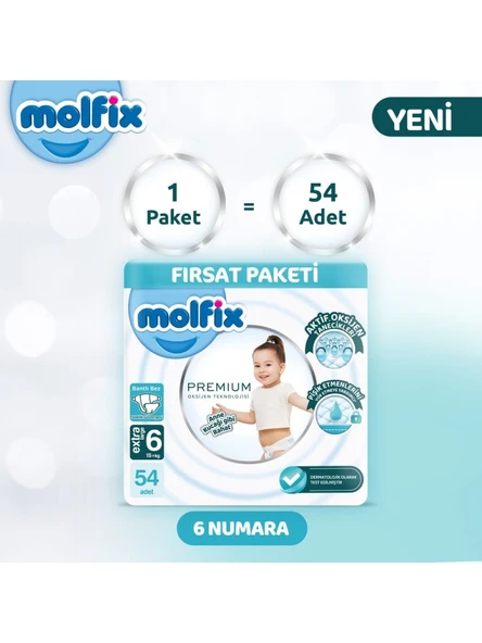 Premium Bebek Bezi Ultra Fırsat Paketi 6 Beden 15+ Kg 54 Adet ürün görseli 1