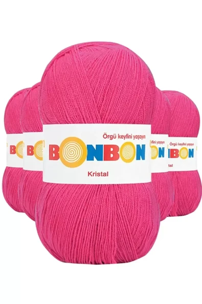 5 Adet Kristal El Örgü Lif İpi Koyu Pembe 98403 ürün görseli 1
