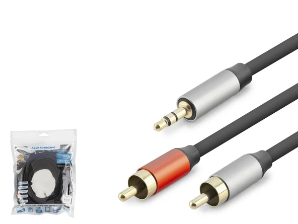 3.5 Mm To 2 Rca Ses Kablosu 10 M - Siyah HDX1076 ürün görseli 1