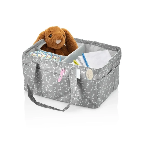 Katlamalı Anne & Bebek Organizer 795 Gri Çiçek ürün görseli 1