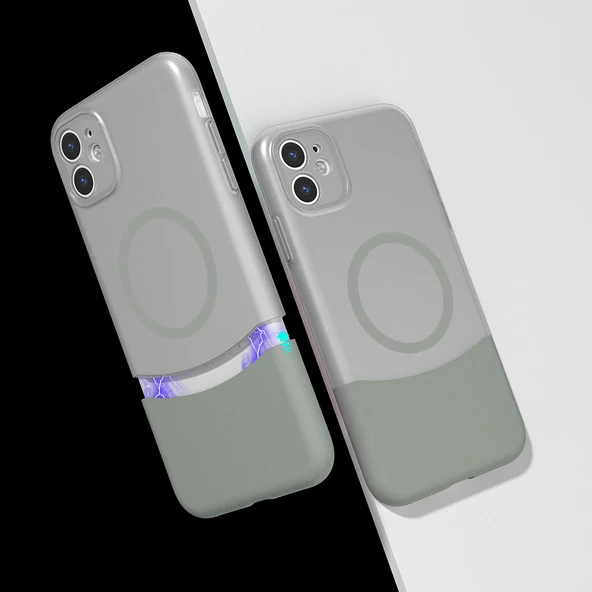 Apple iPhone 11 Kılıf M-Safe Şarj Özellikli Mıknatıslı Zore Duble Kapak ürün görseli 1