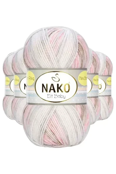 5 Adet Mini Batik Bebe El Örgü İpi Kahveli Pembe 32463 ürün görseli 1