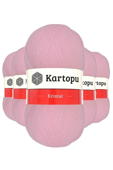 5 Adet Kristal Çift Katlı El Örgü Lif İpi Bebe Pembe K788 ürün görseli 1