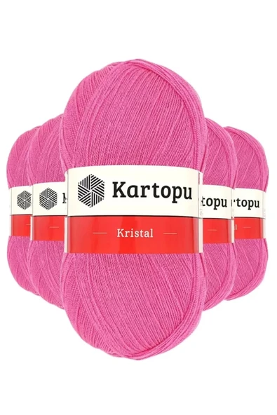 5 Adet Kristal Çift Katlı El Örgü Lif İpi Şeker Pembe K772 ürün görseli 1
