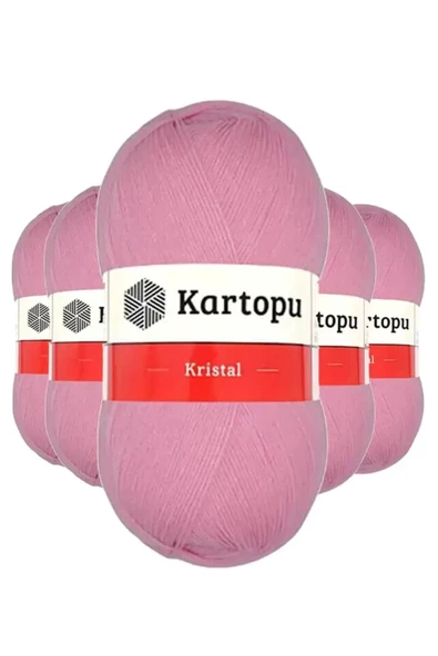 5 Adet Kristal Çift Katlı El Örgü Lif İpi Pembe K774 ürün görseli 1