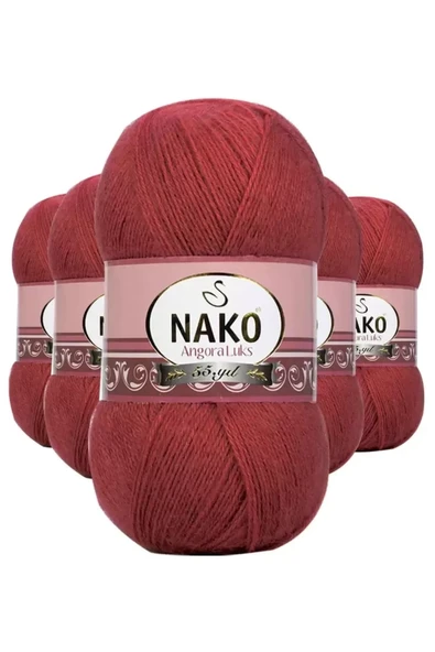 5 Adet Angora Lüks El Örgü İpi Bordo 6679 ürün görseli 1