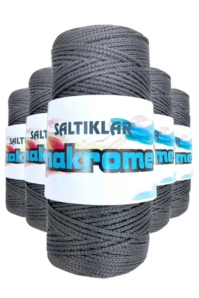 5 Adet Polyester Makrome İpi 420 Koyu Gri 100 gr ürün görseli 1