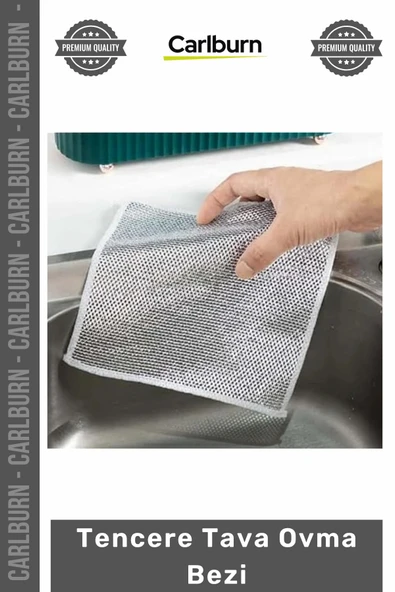 Özel Üretim Naylon Çizmez Alüminyum Rengi 20x20 Cm Çok Amaçlı Mutfak Bulaşık Tencere Tava Ovma Bezi ürün görseli 1