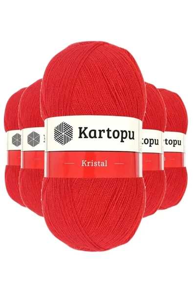 5 Adet Kristal Çift Katlı El Örgü Lif İpi Açık Kırmızı K160 ürün görseli 1