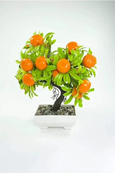 Dekor Ağaç Portakal Ağacı Saksılı Dekoratif Ağaç Biblo 24x13 cm ürün görseli 1
