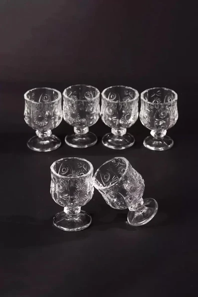 Ayaklı Kahve Yanı Bardağı Kristal Kesim Shot Bardak 7cm x 4 cm 6 Lı Set ürün görseli 1