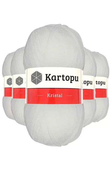5 Adet Kristal Çift Katlı El Örgü Lif İpi Beyaz K010 ürün görseli 1