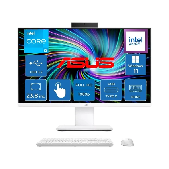 V440VAT Intel Core 3-100U 4.7ghz 8 GB 512 SSD 23.8" Dokunmatik Fhd Widows 11 Pro All In One Bilgisayar ürün görseli 1