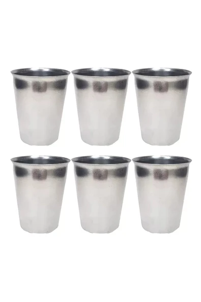 6 Adet Paslanmaz Çelik Krom Bardak 9 x 7,5 x 5,5cm ürün görseli 1