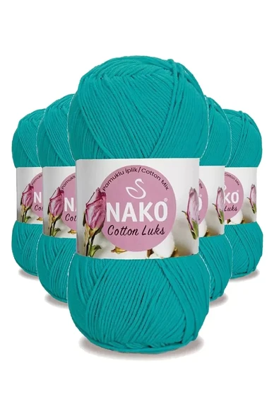 5 Adet Cotton Lüks Yelek Tunik Kazak Bluz Hırka İpi Yünü Koyu Turkuaz 97581 ürün görseli 1