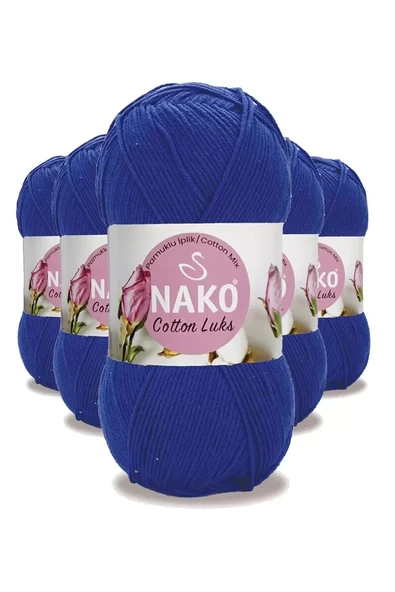 5 Adet Cotton Lüks Yelek Tunik Kazak Bluz Hırka İpi Yünü Saks Mavi 97561 ürün görseli 1