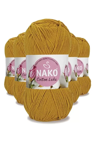 5 Adet Cotton Lüks Yelek Tunik Kazak Bluz Hırka İpi Yünü Hardal 97555 ürün görseli 1