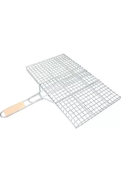Ahşap Saplı Mangal Izgarası Galvanizli Paslanmaz Kafes Demir 30 x 40 cm ürün görseli 1