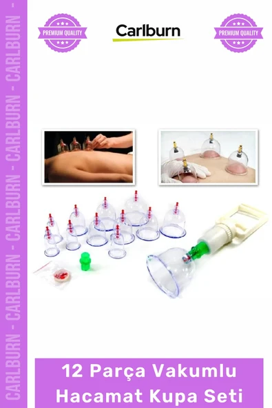#Hacamat Dayanıklı Ergonomik Silikon Masajlı Aparatı 12 Parça Vakumlu Hacamat Kupa Çekme Seti ürün görseli 1