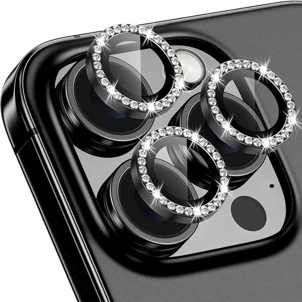 iPhone 16 Pro / 16 Pro Max Taşlı Metal Kamera Lens Koruyucu Set ürün görseli 1