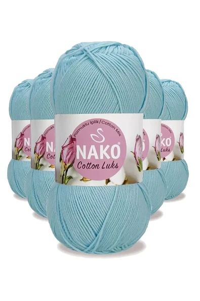 5 Adet Cotton Lüks Yelek Tunik Kazak Bluz Hırka İpi Yünü Buz Mavi 97564 ürün görseli 1