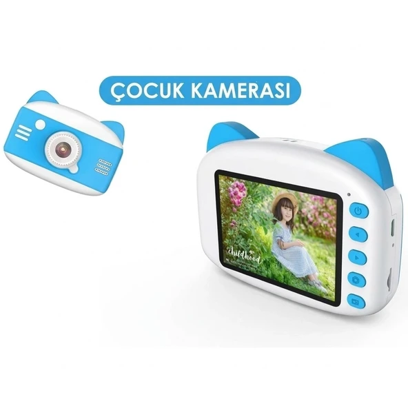 X900 Dijital Çocuk Fotoğraf Makinesi Selfie Kamera 3.5 İnç Dijital Çocuk Kamerası 1080p (mavi) ürün görseli 1