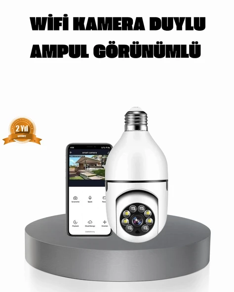 360° Akıllı Güvenlik Kamerası - Duya Takılabilir, Wi-fi Bağlantılı, Hareket Sensörlü ürün görseli 1